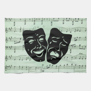 Linge De Cuisine Musique verte et masques grecs de théâtre