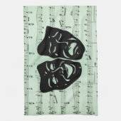 Linge De Cuisine Musique verte et masques grecs de théâtre (Vertical)