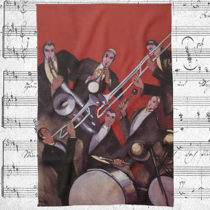 Linge De Cuisine Musique vintage, groupe de jazz musical Art Déco e