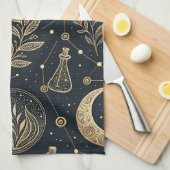 Linge De Cuisine Mystical Celestial Witchcraft - Gold Botanical (Quart Plié)