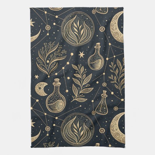 Linge De Cuisine Mystical Celestial Witchcraft - Gold Botanical (Vertical)