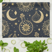Linge De Cuisine Mystical Celestial Witchcraft - Gold Botanical (2) (Plié)