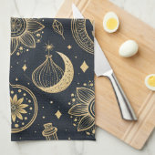 Linge De Cuisine Mystical Celestial Witchcraft - Gold Botanical (2) (Quart Plié)