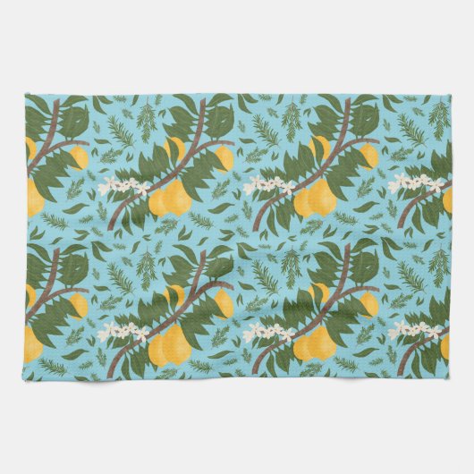 Linge De Cuisine n-Drenched Lemons Sky Blue | (Horizontal)