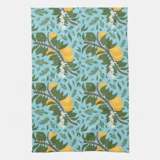 Linge De Cuisine n-Drenched Lemons Sky Blue | (Vertical)