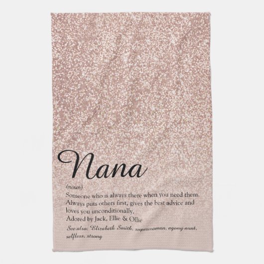 Linge De Cuisine Nana grand-mère mémé Définition Rose Gold Paillett (Vertical)