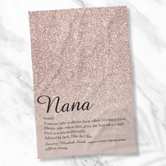 Linge De Cuisine Nana Grandma Granny Definition Rose Gold Glitter