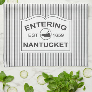 Linge De Cuisine Nantucket chic minable signent dedans la rayure