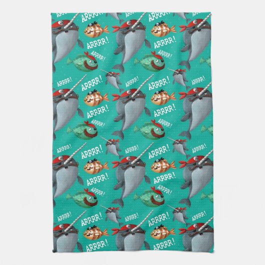Linge De Cuisine Narwhal et motif de pirate de poissons (Vertical)