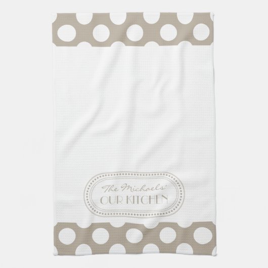 Linge De Cuisine Nature | Monogramme Motif Pois blanc (Vertical)