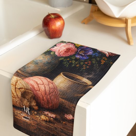 Linge De Cuisine Nature morte à la concha florale | Monogramme