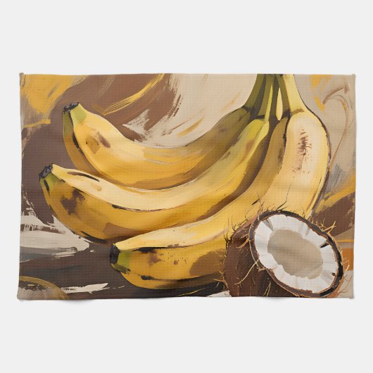 Linge De Cuisine Nature morte aux bananes et coco (Horizontal)