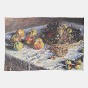 Linge De Cuisine Nature morte avec pommes et raisins de Claude Mone