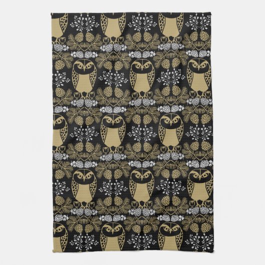 Linge De Cuisine Nature Owl Folk Art (Vertical)