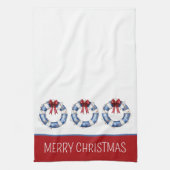 Linge De Cuisine Nautical Christmas Life Preservers With Bows (Vertical)