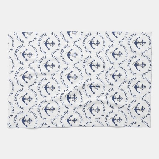 Linge De Cuisine Nautical Family Boat Name Marine Ancre (Horizontal)