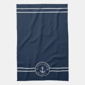 Linge De Cuisine Nautical Marine Blue Boat Nom Ancre corde (Vertical)