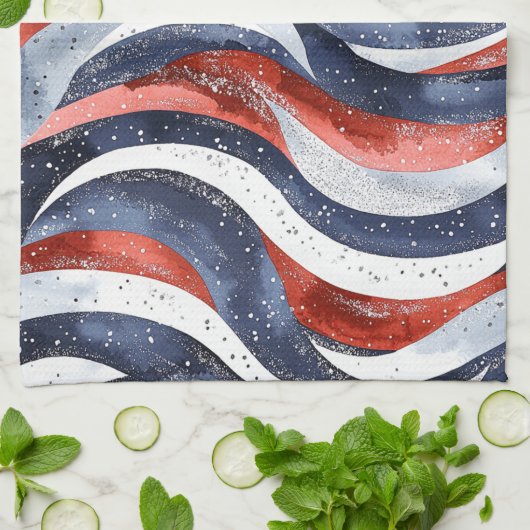 Linge De Cuisine Nautical Red White Blue (Plié)