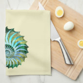 Linge De Cuisine Nautilus bleu et vert Shell de mosaïque sur le (Quart Plié)