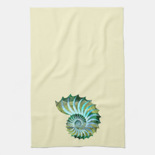 Linge De Cuisine Nautilus bleu et vert Shell de mosaïque sur le