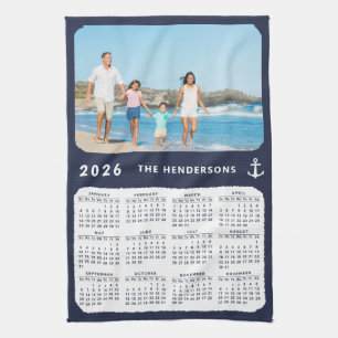 Linge De Cuisine Nautique 2026 Calendrier Famille Photo Marine Bleu