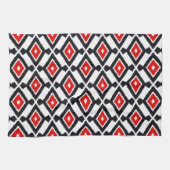 Linge De Cuisine Navajo Ikat Motif, rouge foncé, noir et blanc (Horizontal)