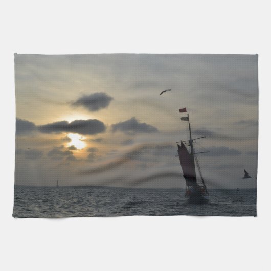 Linge De Cuisine Navigation dans le coucher du soleil (Horizontal)