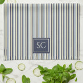 Linge De Cuisine Navy And Cream Striped Pattern Monogrammed (Plié)