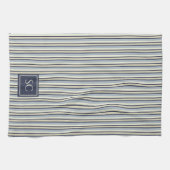 Linge De Cuisine Navy And Cream Striped Pattern Monogrammed (Horizontal)