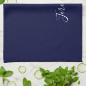 Linge De Cuisine Navy Blue Color Plain Modern Own Name Calligraphy (Plié)