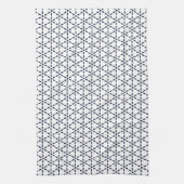 Linge De Cuisine Navy Blue Geometric Pattern on White (Vertical)
