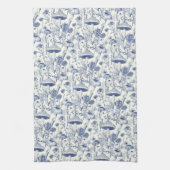 Linge De Cuisine Navy Blue Mushroom Toile De Jouy (Vertical)