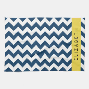 Linge De Cuisine Navy Blue Zigzag, Navy Blue Chevron, Votre nom