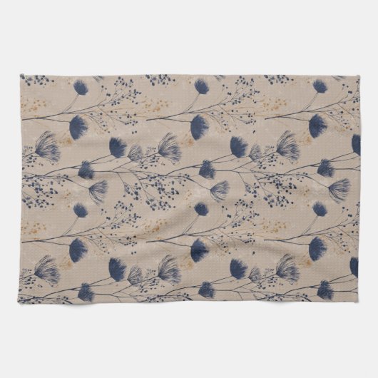 Linge De Cuisine Navy Botanical Wildflower Kitchen Towels (Horizontal)