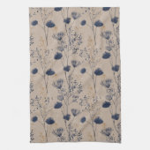 Linge De Cuisine Navy Botanical Wildflower Kitchen Towels (Vertical)