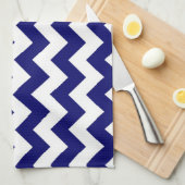 Linge De Cuisine Navy et blanc en zigzag (Quart Plié)