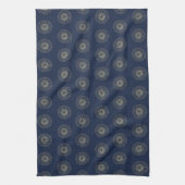 Linge De Cuisine Navy | Golden Zinnia Flower Medallions (Vertical)