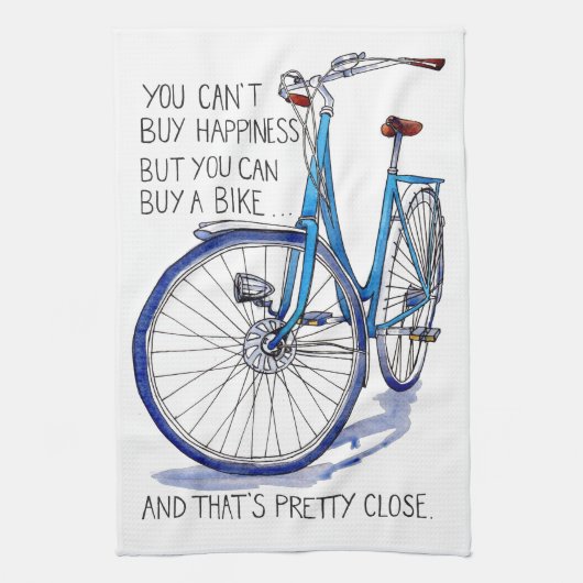 Linge De Cuisine Ne peut pas acheter le bonheur, vélo bleu (Vertical)