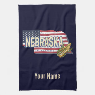 Linge De Cuisine Nebraska États-Unis Retro State Map Vintage USA