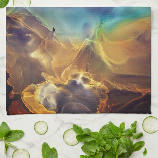 Linge De Cuisine Nebula abstraite de feu et de glace (Plié)