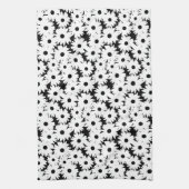 Linge De Cuisine Négative Space Daisées blanc sur noir (Vertical)