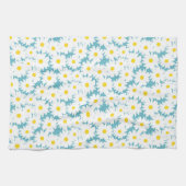 Linge De Cuisine Négative Space Daisies blanc jaune sur bleu (Horizontal)