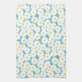 Linge De Cuisine Négative Space Daisies blanc jaune sur bleu (Vertical)