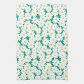 Linge De Cuisine Négative Space Daisies blanc jaune sur vert (Vertical)