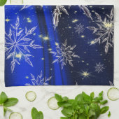 Linge De Cuisine Neige bleue de Noël (Plié)