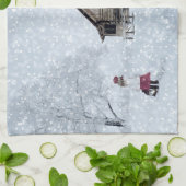 Linge De Cuisine Neige de Noël au Cabine (Plié)