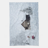Linge De Cuisine Neige de Noël au Cabine (Vertical)