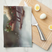 Linge De Cuisine Neige de Noël caniche hiver (Quart Plié)