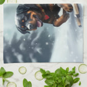 Linge De Cuisine Neige de Noël Rottweiler hiver Oreiller (Plié)