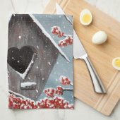 Linge De Cuisine Neige hivernale du Cardinal du Nord (Quart Plié)